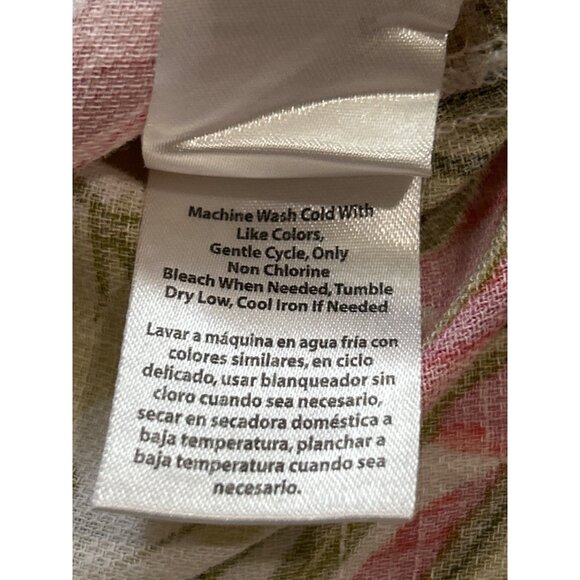 Larry Levine Women's Linen Blend Button Down Floral Front Tie Blouse Small - Picture 6 of 9